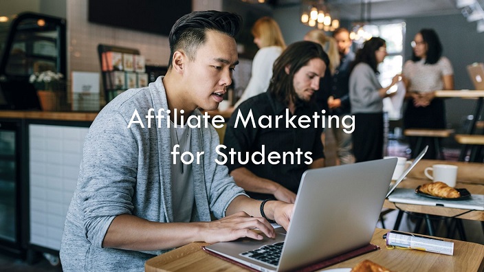 A student learning about affiliate marketing in a coffee shop